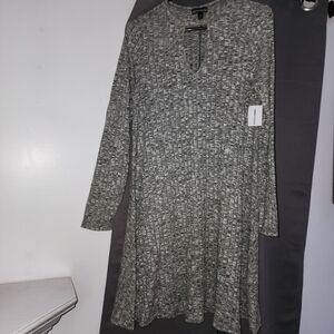 Women's Marled Long-Sleeve Knit Dress - Gray